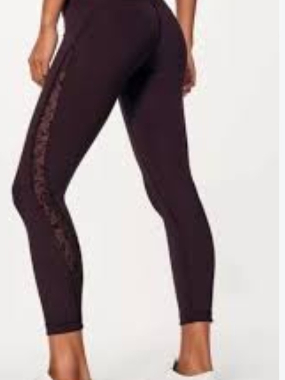 Lululemon Dark Cherry Meant To Move Flocked Lace High-Waist 3/4 Leggings Size 4